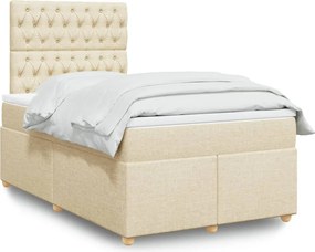 vidaXL Κρεβάτι Boxspring με Στρώμα Κρεμ 120x200 εκ. Υφασμάτινο