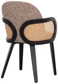 Καρέκλα Τραπεζαρίας BECKER Καφέ Ύφασμα &amp; PLYWOOD σε Μαύρο 54x62x79Υεκ. 2αδα 54x62x79 εκ.