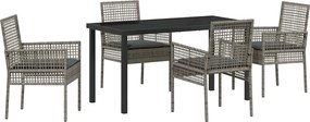 vidaXL Σέτ φαγητού για κήπο 5 pcs Γκρι συνθετικό ρατάν