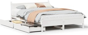 vidaXL Σκελετός Κρεβ. Χωρίς Στρώμα Λευκό 135x190 εκ Μασίφ Πεύκο