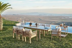 Garden Table &amp; Chairs Set (8 Pieces) Venedik Ceramic Beige