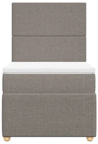 vidaXL Κρεβάτι Boxspring με Στρώμα Taupe 100 x 200 εκ. Υφασμάτινο