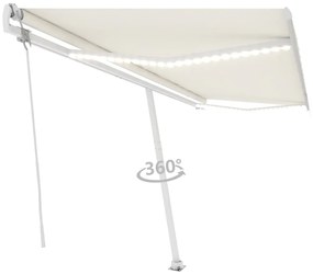 vidaXL Τέντα Αυτόματη με LED &amp; Αισθητήρα Ανέμου Κρεμ 500 x 300 εκ.