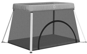 vidaXL Παρκοκρέβατο Βρεφικό με Στρώμα Ανοιχτό Γκρι από Λινό Ύφασμα