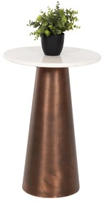 SIDE TABLE ROUND FODEN  WHITE MARBLE TOP AND METAL BASE IN DARK COPPER COLOR Φ40,5x59Hcm.