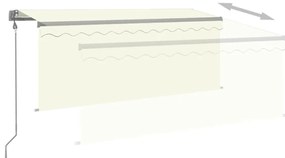 vidaXL Τέντα Αυτόματη με Σκίαστρο/LED/Αισθ. Ανέμου Κρεμ 3 x 2,5 μ.
