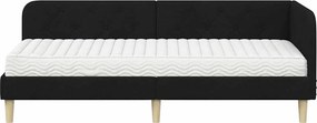 vidaXL Κρεβάτι Γωνίας Μαύρο 80 x 200 cm ύφασμα