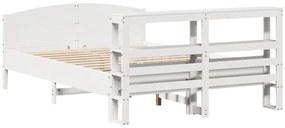 vidaXL Σκελετός Κρεβ. Χωρίς Στρώμα Λευκό 120x190 εκ Μασίφ Πεύκο