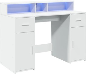 vidaXL Γραφείο με LED Λευκό 120x55x91 εκ. από Επεξεργασμένο Ξύλο