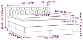 vidaXL Κρεβάτι Boxspring με Στρώμα Σκούρο Γκρι 180x200 εκ Υφασμάτιν