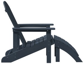 vidaXL Καρέκλα Adirondack  με υποπόδιο ναυτικό μπλε HDPE
