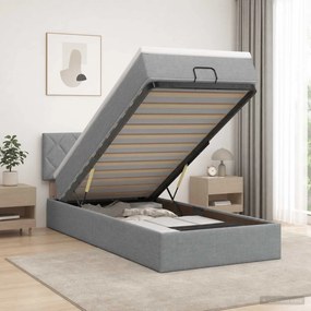 vidaXL Κρεβάτι Ottoman με Στρώμα και LED Ανοιχτό γκρι 100 x 200 cm