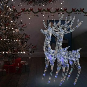 vidaXL Χριστουγ. Τάρανδοι 2 τεμ. 250 LED Πολύχρωμοι 180 εκ. Ακρυλικό