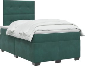 vidaXL Κρεβάτι box spring με στρώμα Σκούρο Πράσινο 120 x 200 cm