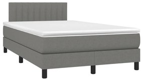 Κρεβάτι Boxspring με Στρώμα Σκούρο Γκρι 120x190 εκ Υφασμάτινο - Γκρι