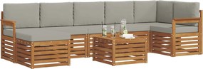 vidaXL Σειρά Καναπέ Εξωτερικού 8 pcs Φυσικό και Ανοιχτό Γκρι