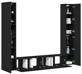 vidaXL Σετ 6 Τεμαχίων Τηλεοπτικού Επίπλου - Τοίχου, Μαύρο Δρυς από Επεξεργασμένο Ξύλο