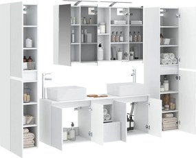 vidaXL Σετ Επίπλων Μπάνιου 6 pcs Λευκό Επεξεργασμένο Ξύλο και Γυαλί