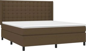 vidaXL Κρεβάτι Boxspring με Στρώμα Σκούρο Καφέ 160x200 εκ Υφασμάτινο