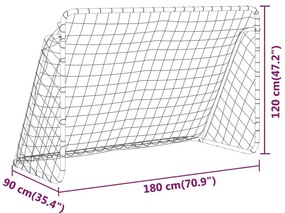vidaXL Τέρμα Ποδοσφαίρου με Δίχτυ Λευκό 180 x 90 x 120 εκ. Ατσάλινο