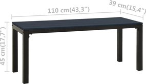vidaXL Παγκάκι Κήπου 110 εκ. Μαύρο από Ατσάλι / WPC