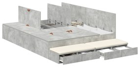 vidaXL Κρεβάτι Αποθήκευσης Γκρι Σκυρόδεμα 150x200 εκ.