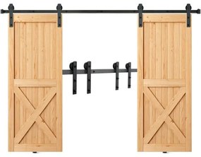 VEVOR 8FT Sliding Barn Door Hardware Kit, 330LBS Heavy Duty Barn Door Track Kit for Double Doors, Fit 3.7-4.3FT Total Wide and 1.3&quot;-1.8&quot; Thick 2 Door Panel, with Smooth &amp; Silent Pulley (I Shape)