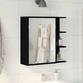 vidaXL Καθρέφτης Μπάνιου Ντουλάπι Μαύρο Δρυς 62,5x20,5x64 εκ από Επεξεργασμένο Ξύλο
