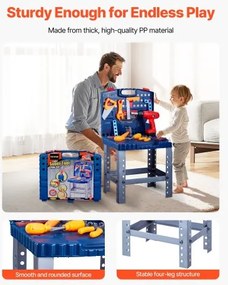 VEVOR Kids Workbench 56 pcs Tool Bench with Realistic Tools and Electric Drill