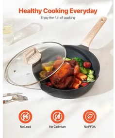 VEVOR 19 Piece Pots and Pans Set Granite Nonstick Kitchen Cookware Black