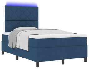 vidaXL Κρεβάτι με ελατήρια και στρώμα & Φωτισμός LED σε Μπλε, 120 x 200 εκ Υφασμάτινο