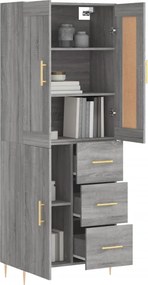 vidaXL Ντουλάπι Γκρι Sonoma 69,5 x 34 x 180 εκ. Επεξεργασμένο Ξύλο