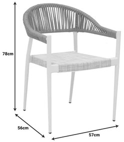Πολυθρόνα αλουμινίου Elation στοιβαζόμενη λευκός σκελετός-textilene φυσικό rattan 57x56x78εκ 57x56x78 εκ.