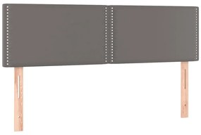 vidaXL Κρεβάτι Boxspring με Στρώμα Γκρι 140x200εκ. από Συνθετικό Δέρμα