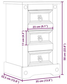 Κομοδίνο Corona 35x32,5x58 εκ. από Μασίφ Ξύλο Πεύκου - Καφέ