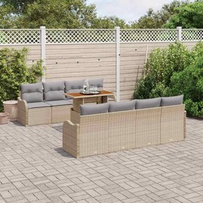vidaXL Σετ Καναπέ Κήπου με αποθήκευση 9 pcs Μπεζ Πολυ ράταν