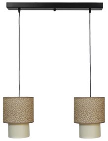 Φωτιστικό Οροφής - Ράγα 14-0276 2/Ε27 55x100cm Αμπαζούρ Φ16,5/10cm Brown-Cream Heronia Metal, Fabric