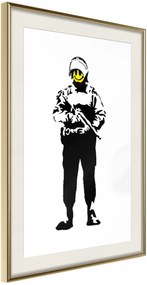 Αφίσα - Banksy: Smiling Copper - 40x60 - Χρυσό - Με πασπαρτού