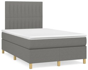VidaXL Κρεβάτι Boxspring με Στρώμα & LED Σκ.Γκρι 120x190εκ. Υφασμάτινο