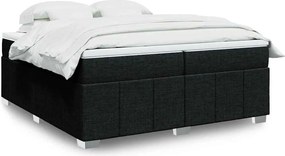 vidaXL Κρεβάτι Boxspring με Στρώμα Μαύρο 200x200 εκ. Υφασμάτινο