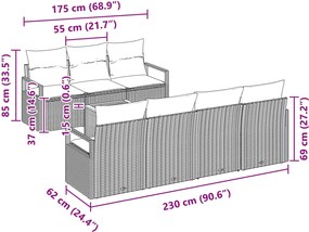 vidaXL Σετ Καναπέ Κήπου 8 τμχ. Γκρι συνθετικό ρατάν