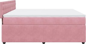 vidaXL Κρεβάτι Boxspring με Στρώμα Ροζ 180x200 εκ. Βελούδινο