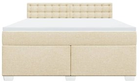 Κρεβάτι Boxspring με Στρώμα Κρεμ 180x200 εκ. Υφασμάτινο - Κρεμ