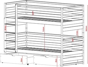 LOFT 90x200 grey bunk bed Lano Furniture