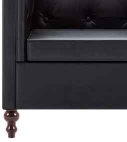 vidaXL Καναπές Διθέσιος Chesterfield Μαύρος από Συνθετικό Δέρμα