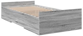vidaXL Πλαίσιο Κρεβατιού με Συρτάρια Γκρι Sonoma 75x190 εκ. Επεξ. Ξύλο
