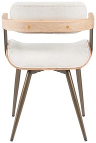 Πολυθρόνα Cameo pakoworld μέταλλο μπρονζέ-white-wash ξύλο-μπέζ ύφασμα 53x49.5x75.5εκ
