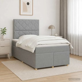 vidaXL Κρεβάτι box spring με στρώμα Ανοιχτό γκρι 120 x 190 cm Ύφασμα