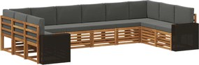 vidaXL Σειρά Καναπέ Εξωτερικού 10 pcs Φυσικό και Ανθρακί Πολυεστέρας