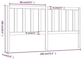 Κεφαλάρι Κρεβατιού Μελί 186 x 4 x 100 εκ. από Μασίφ Ξύλο Πεύκου - Καφέ